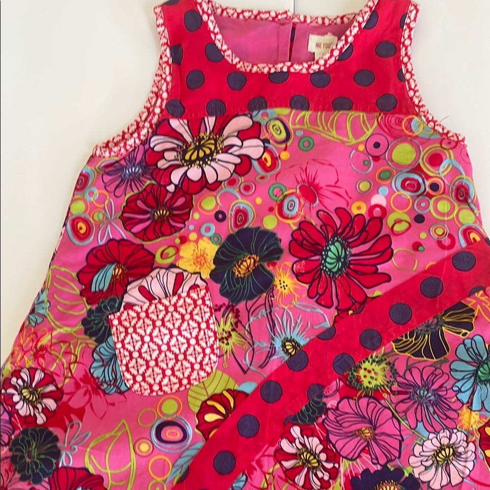 ME TOO girls dress 7y 122 Colorful Floral Sleeveless Dress BACK TO SCHOOL cotton